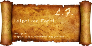 Leipniker Fanni névjegykártya